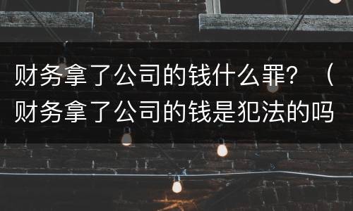 财务拿了公司的钱什么罪？（财务拿了公司的钱是犯法的吗?）