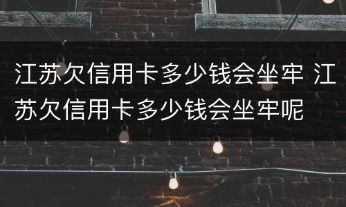 江苏欠信用卡多少钱会坐牢 江苏欠信用卡多少钱会坐牢呢