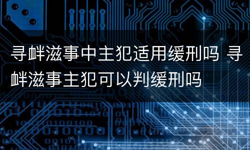 寻衅滋事中主犯适用缓刑吗 寻衅滋事主犯可以判缓刑吗