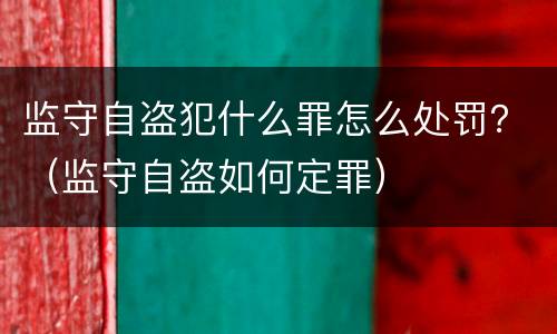 监守自盗犯什么罪怎么处罚？（监守自盗如何定罪）