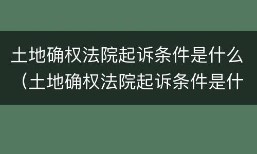 土地确权法院起诉条件是什么（土地确权法院起诉条件是什么呢）