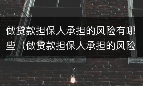 做贷款担保人承担的风险有哪些（做贷款担保人承担的风险有哪些呢）