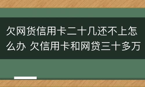 欠网货信用卡二十几还不上怎么办 欠信用卡和网贷三十多万还不上怎么办