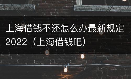 上海借钱不还怎么办最新规定2022（上海借钱吧）