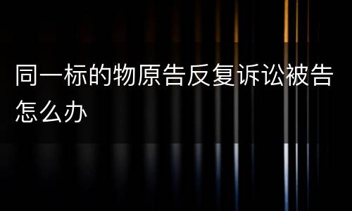 同一标的物原告反复诉讼被告怎么办