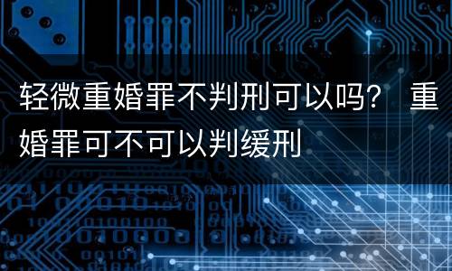 轻微重婚罪不判刑可以吗？ 重婚罪可不可以判缓刑