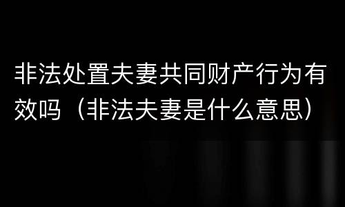 非法处置夫妻共同财产行为有效吗（非法夫妻是什么意思）