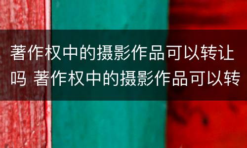 著作权中的摄影作品可以转让吗 著作权中的摄影作品可以转让吗知乎
