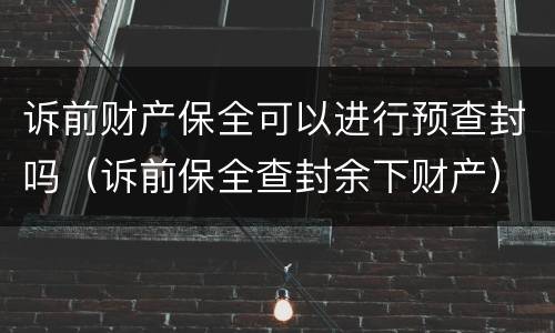 诉前财产保全可以进行预查封吗（诉前保全查封余下财产）