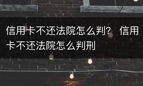信用卡不还法院怎么判？ 信用卡不还法院怎么判刑