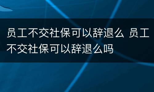 员工不交社保可以辞退么 员工不交社保可以辞退么吗