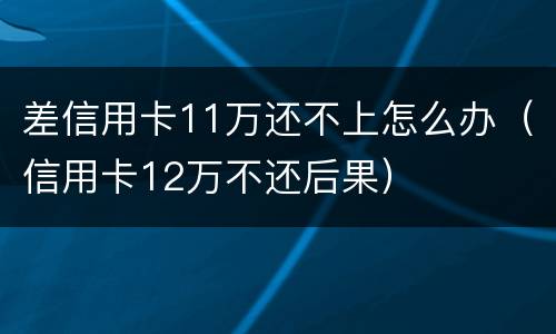 差信用卡11万还不上怎么办（信用卡12万不还后果）