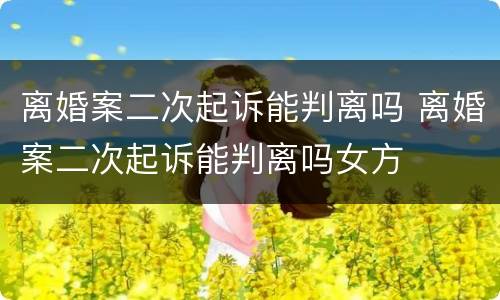 离婚案二次起诉能判离吗 离婚案二次起诉能判离吗女方