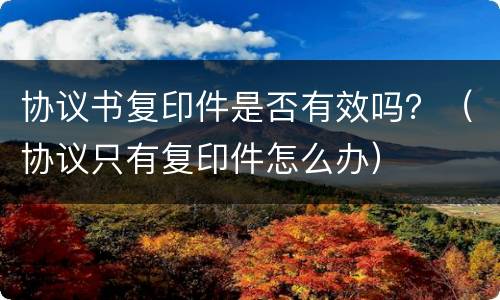 协议书复印件是否有效吗？（协议只有复印件怎么办）