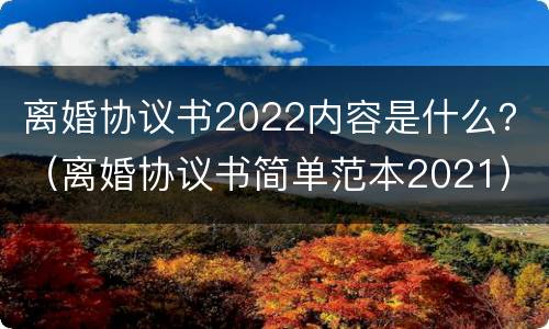 离婚协议书2022内容是什么？（离婚协议书简单范本2021）