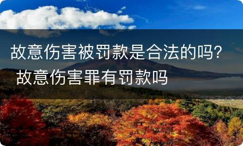故意伤害被罚款是合法的吗？ 故意伤害罪有罚款吗