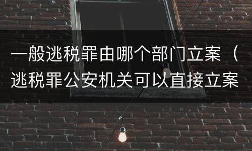 一般逃税罪由哪个部门立案(逃税罪公安机关可以直接立案吗)