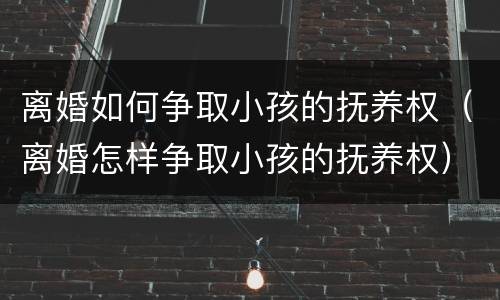 离婚如何争取小孩的抚养权（离婚怎样争取小孩的抚养权）