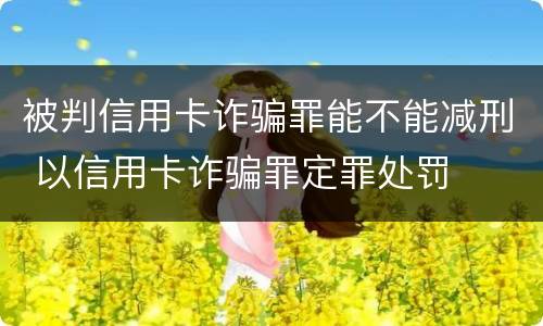 被判信用卡诈骗罪能不能减刑 以信用卡诈骗罪定罪处罚