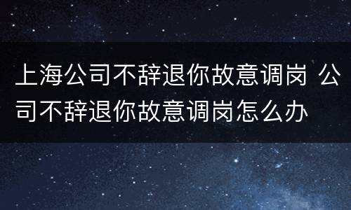 上海公司不辞退你故意调岗 公司不辞退你故意调岗怎么办