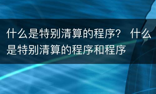 什么是特别清算的程序？ 什么是特别清算的程序和程序
