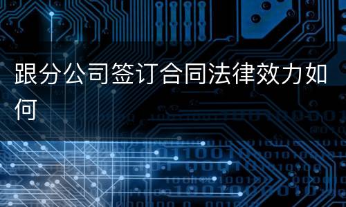 跟分公司签订合同法律效力如何