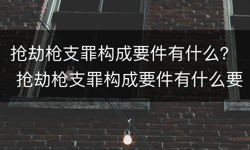 抢劫枪支罪构成要件有什么？ 抢劫枪支罪构成要件有什么要求