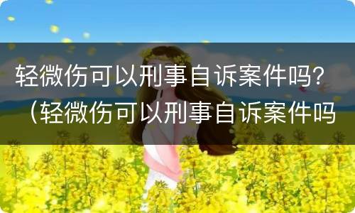 轻微伤可以刑事自诉案件吗？（轻微伤可以刑事自诉案件吗法院）