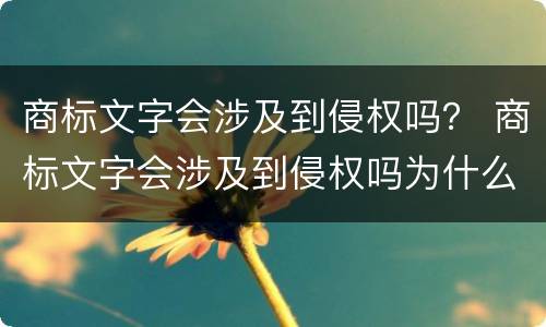 商标文字会涉及到侵权吗？ 商标文字会涉及到侵权吗为什么