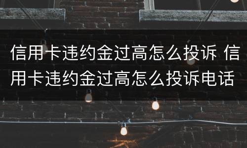 信用卡违约金过高怎么投诉 信用卡违约金过高怎么投诉电话