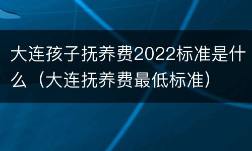 大连孩子抚养费2022标准是什么（大连抚养费最低标准）
