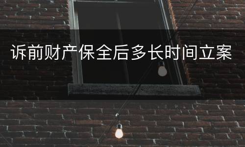 诉前财产保全后多长时间立案