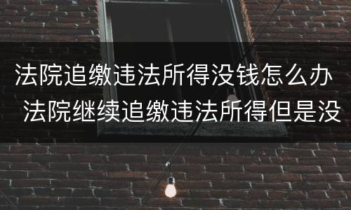 法院追缴违法所得没钱怎么办 法院继续追缴违法所得但是没有钱怎么办