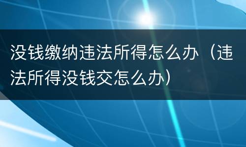 没钱缴纳违法所得怎么办（违法所得没钱交怎么办）
