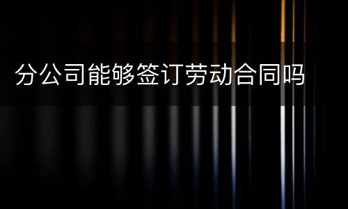 分公司能够签订劳动合同吗