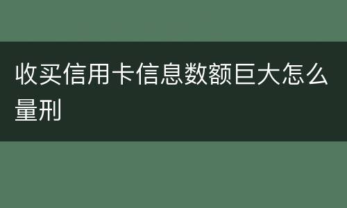 收买信用卡信息数额巨大怎么量刑