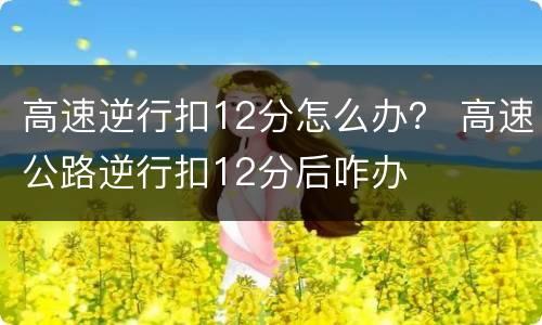 高速逆行扣12分怎么办？ 高速公路逆行扣12分后咋办
