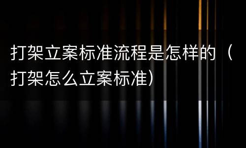 打架立案标准流程是怎样的（打架怎么立案标准）