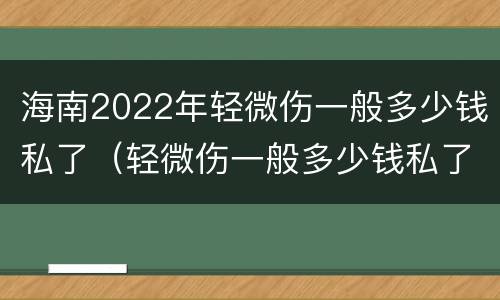 海南2022年轻微伤一般多少钱私了（轻微伤一般多少钱私了 论坛）