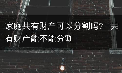 家庭共有财产可以分割吗？ 共有财产能不能分割