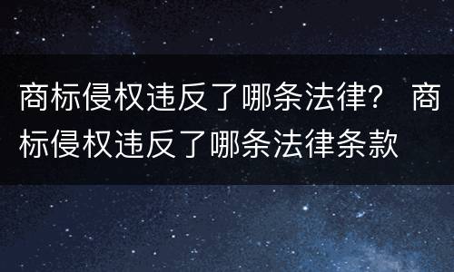 商标侵权违反了哪条法律？ 商标侵权违反了哪条法律条款