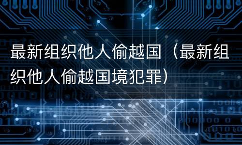最新组织他人偷越国（最新组织他人偷越国境犯罪）