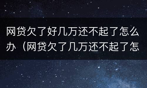 网贷欠了好几万还不起了怎么办（网贷欠了几万还不起了怎么办呢）