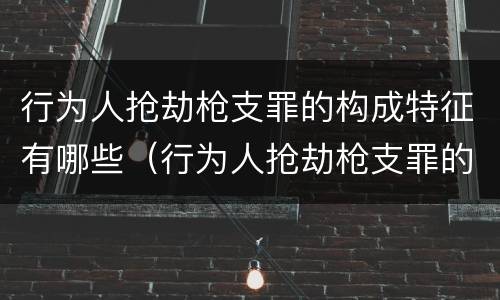 行为人抢劫枪支罪的构成特征有哪些（行为人抢劫枪支罪的构成特征有哪些）