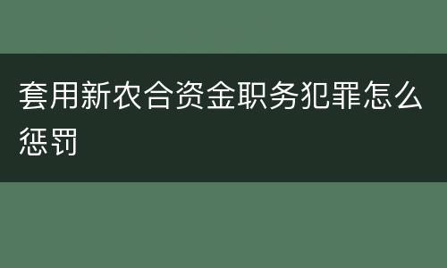 套用新农合资金职务犯罪怎么惩罚