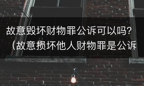 故意毁坏财物罪公诉可以吗？（故意损坏他人财物罪是公诉）
