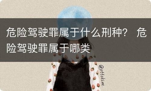 危险驾驶罪属于什么刑种？ 危险驾驶罪属于哪类