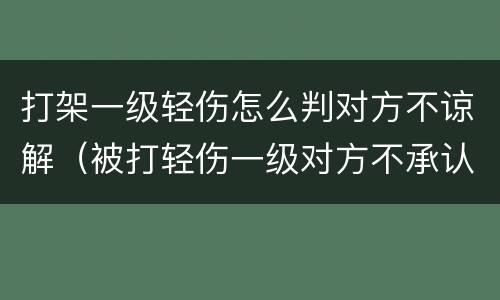 打架一级轻伤怎么判对方不谅解（被打轻伤一级对方不承认怎么办）