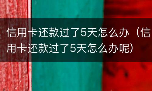 信用卡还款过了5天怎么办（信用卡还款过了5天怎么办呢）