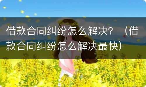 借款合同纠纷怎么解决？（借款合同纠纷怎么解决最快）